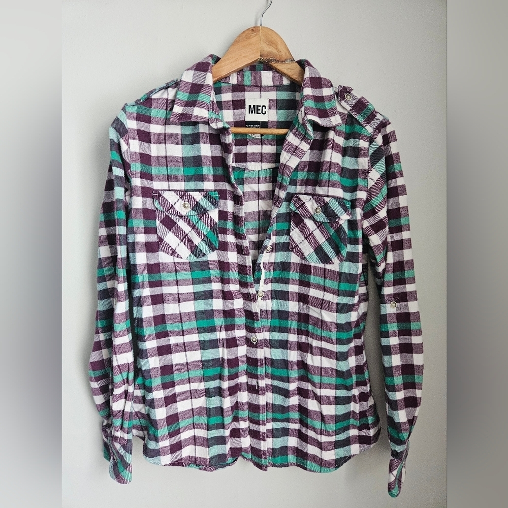 MEC 100% Organic Cotton Plaid Flannel Shirt Large